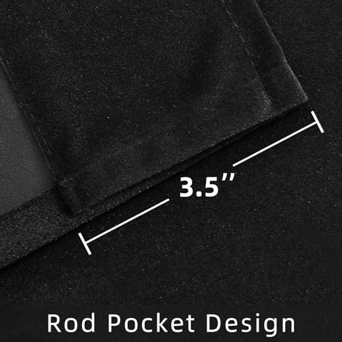 Joydeco Black Velvet Curtains 63 inch Length 2 Panels, Luxury Blackout Rod Pocket Thermal Insulated Window Curtains, Super Soft Room Darkening Drapes for Living Dining Room Bedroom,W52 x L63 inches - color: Rod Pocket | Black, size: 52"W x 63"L (Pack of 2
