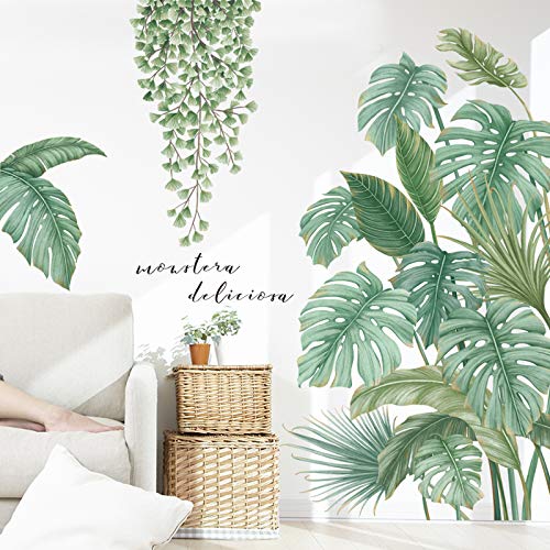 3D Wall Stickers DIY Flower Wall Decal Removable Waterproof Wall Art Decor for Bedroom Living Room Offices Home Decoration (Green Plant) - color: Green Plant