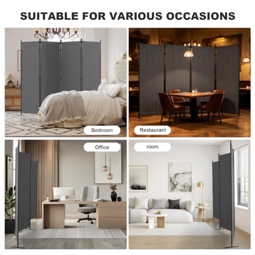 4 Panel Room Divider, 6FT Folding Privacy Screens(Grey, 4 Panel-88'') | Portable Partition Room Dividers, Freestanding Wall Divider for Office, Studio, Room Separation - color: Grey
