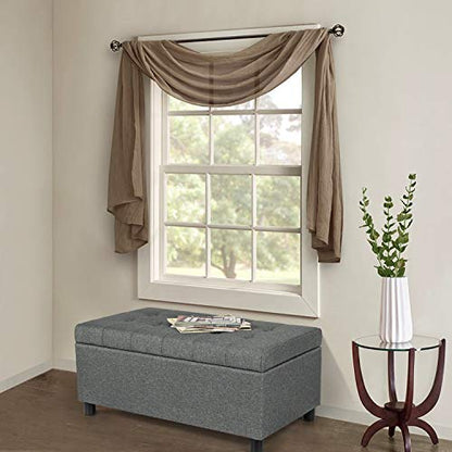 34" Ottoman with Storage,Tufted Storage Ottoman Bench with Legs | Fabric,Safety Hinge,Upholstered,Rectangular,Entryway Bench with Seating for Living Room Bedroom Gray - color: Fabric Gray