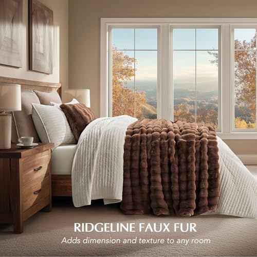 Faux Rabbit Fur Bubble Throw Blanket, 50"x60", Chestnut | Ultra Soft, Luxury Faux Rabbit Fur Throw, Thick Warm Bubble Blanket, Cozy Fluffy Reversible, for Bed, Couch, Chair, Sofa - color: Chestnut, size: 50"x60"