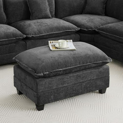 35‘’ Modern Chenille Cloud Sofa Ottoman,Rectangle Ottoman for Modular Sectional Sofa, Dark Grey - color: Dark Grey, size: 35'' Ottoman