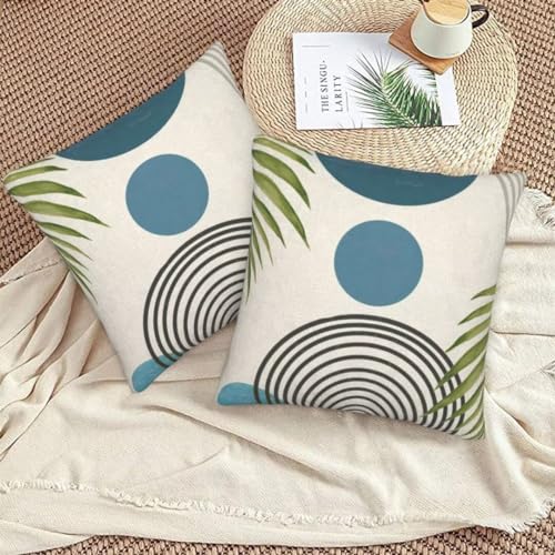 Boho Pillow Covers 16x16 Set of 2, Blue Sunset Decorative Throw Pillow Covers Outdoor Summer Modern Abstact Mid Century Cushion Case for Bed Couch Sofa Home Decor - color: Blue Sunset, size: 16" x 16" (Pack of 2)