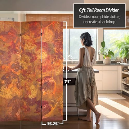 Red Lantern 6 ft. Tall Double Sided Enchanted Gardens Canvas Room Divider, Equinox - color: Equinox