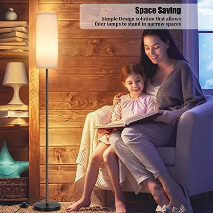 Modern Standing Lamp with Lampshade, Minimalist Tall Lamp with Foot Switch for Living, Bedroom, Kids Room, Office - color: White