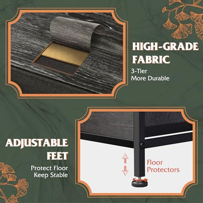 WLIVE Tall Dresser for Bedroom with 10 Fabric Drawers, Black | 10 Drawers, Fabric Dresser for Closet, Storage Tower with Cabinet, Metal Frame - color: Charcoal Black Wood Grain Print