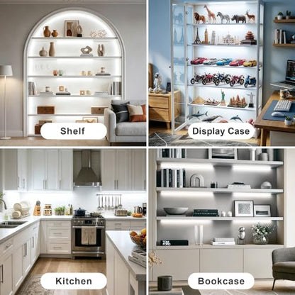 LED Shelf Lights, Under Cabinet Lighting Compatible with Alexa, Dimmable 6000K WIFI Strip Lights for Bookshelf, Display, Book Case Curio, Kitchen with App, Remote, Memory Function (6Pack 20In) - size: 6000K 6Pack 20In