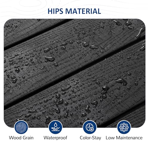 Outdoor Dining Table, Weatherproof 34" Square HIPS Patio Dining Table for 4, with 2" Umbrella Hole, Outdoor Table for Backyard Deck Poolside, Black - size: 34" table