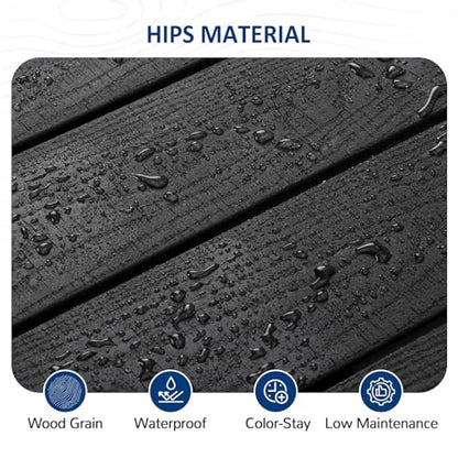 Outdoor Dining Table, Weatherproof 63" Rectangle HIPS Patio Dining Table for 6, with 2" Umbrella Hole, Outdoor Table for Backyard Deck Poolside, Black - size: 63" table