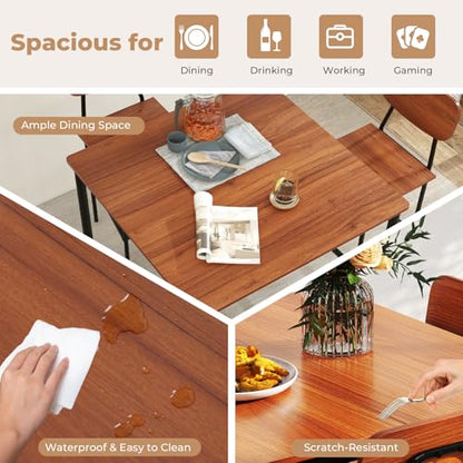 NAFORT Modern Counter Height Dining Table Set for 4, 5-Piece Pub Style Kitchen Table and Stools, Space-Saving Square Bar Table with 4 Backrest Chairs for Kitchen, Apartment & Dining Room - color: Walnut