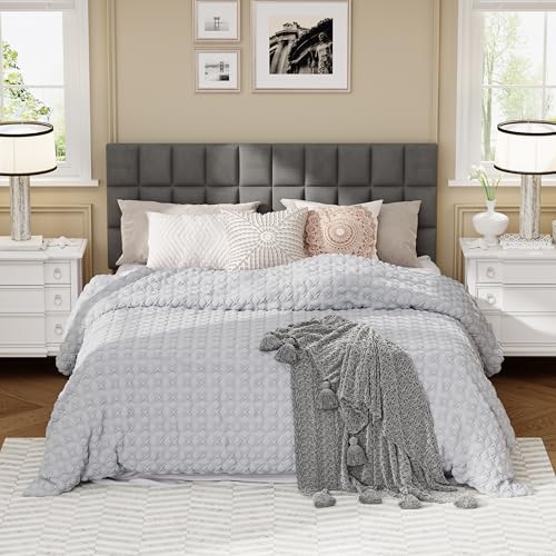 Velvet Upholstered Tufted King Size Headboard,Wood Head Board with Metal Legs, Adjustable Height from 42” to 56”, Bed Headboard in Modern Design,Backboard for Bed, Dark Gray - color: Dark Gray, size: King
