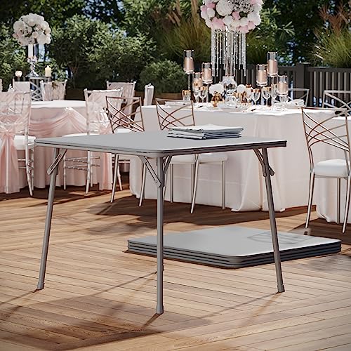 EMMA + OLIVER Gray 33.5" Square Folding Table | Lightweight, Easy Storage, Event Table - color: Grey