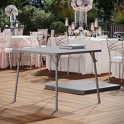 EMMA + OLIVER Gray 33.5" Square Folding Table | Lightweight, Easy Storage, Event Table - color: Grey