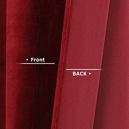 Benedeco Burgundy Red Velvet Blackout Curtains 52x96, Back Tab, 2 Panels | Elegant Room Darkening Thermal Insulated Energy Saving Noise Reducing Velvet Window Drapes for Living Room, Bedroom - color: Backtab-red, size: 52"W x 96"L (Pack of 2)