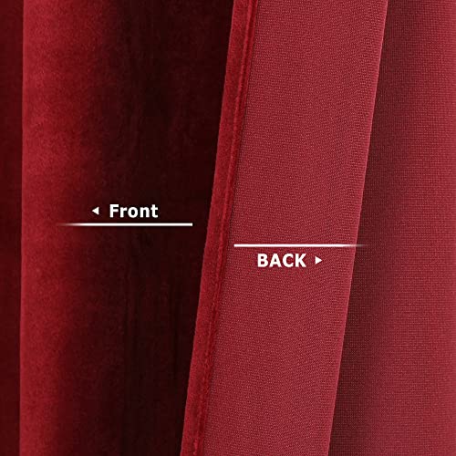 Benedeco Burgundy Red Velvet Blackout Curtains 52x108, Back Tab, 2 Panels | Elegant Room Darkening Thermal Insulated Energy Saving Noise Reducing Velvet Window Drapes for Living Room, Bedroom - color: Backtab-red, size: 52"W x 108"L (Pack of 2)