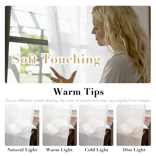 H.VERSAILTEX Linen Curtains Nickel Grommet Natural Linen Semi-Sheer Curtains 2 Panels Privacy Added Premium Soft Rich Material Drapes for Bedroom/Living Room - 37x84 Inch- Pure White - color: Pure White, size: 37"W x 84"L (Pack of 2)