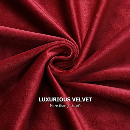 Benedeco Burgundy Red Velvet Blackout Curtains 52x108, Back Tab, 2 Panels | Elegant Room Darkening Thermal Insulated Energy Saving Noise Reducing Velvet Window Drapes for Living Room, Bedroom - color: Backtab-red, size: 52"W x 108"L (Pack of 2)