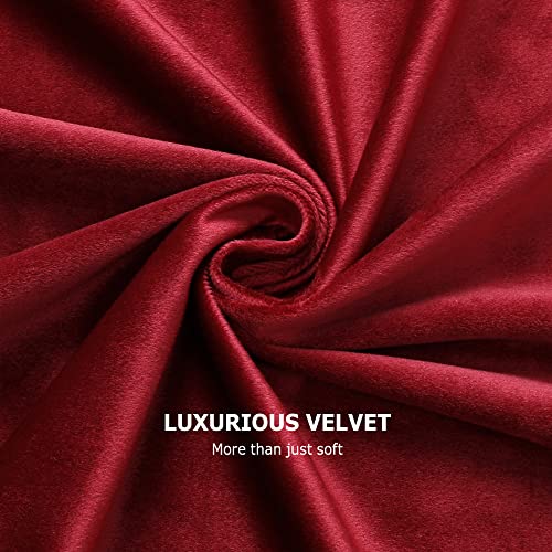 Benedeco Burgundy Red Velvet Blackout Curtains 52x120, Back Tab, 2 Panels | Elegant Room Darkening Thermal Insulated Energy Saving Noise Reducing Velvet Window Drapes for Living Room, Bedroom - color: Backtab-red, size: 52"W x 120"L (Pack of 2)