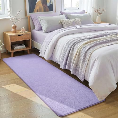 BENRON Soft Runner Rugs for Bedroom Hallway 2x6 Light Purple, Washable | Minimalist, Low Pile, Long Runners for Kitchen Laundry Dorm, Kids Room - color: Purple, size: 2' x 6' (Runner)