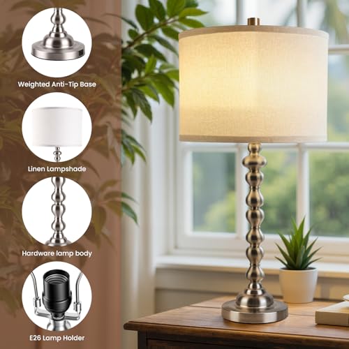 Modern Gourd Table Lamps Set of 2, Touch Control Bedside Lamp for Nightstand with USB Ports, 3-Way Dimmable Nightstand Lamps for Living Room Bedroom Table, Silver - color: Silver