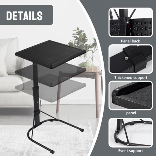 Gocamptoo Folding TV Tray Table, Multi-Functional Personal Activity Table, Adjustable Height TV Dinner Table, Space Saving - color: Black