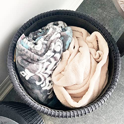 Round Ottoman with Storage Set of 2 Light Grey Velvet Vanity Stool | Upholstered,Small Ottoman Coffee Table, Removable Lid,Foot Stool for Living Room,Bedroom,Assembly Free,Gold and Light Grey - color: Light Grey