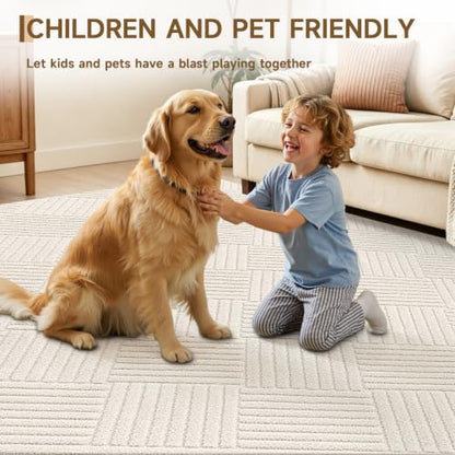 2x3 Bedroom Runner, Soft Beige Geometric Fluffy Hallway Mat | Washable Modern Hall Floor Rug, Non Slip Shaggy Boho Indoor Accent Kitchen Throw Carpet for Laundry, Entyway and Bathroom - size: 2' x 3' (Runner)