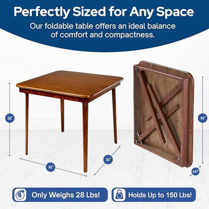 Stakmore Classic Straight Edge Square Wood Folding Table, 32x32, Fruitwood | Foldable Card Table, Wooden Tabletop Furniture for Cards, Board Games, Dining, and Extra Seating - color: Fruitwood