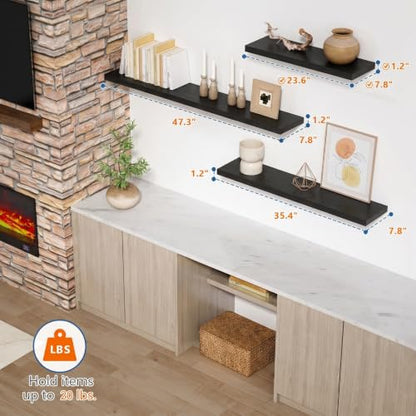 Harwaya 24 Inch Floating Shelves, Black Bedroom Floating Shelf for Wall | Wall Mounted Storage Shelves for Bedroom Bathroom Kitchen Office Living Room Books Plants - color: Black