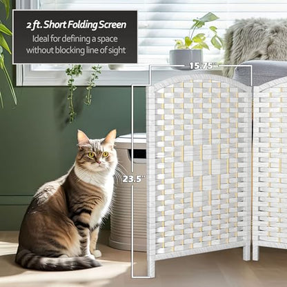 Red Lantern 2 ft. Short Diamond Weave Fiber Folding Screen - White - 6 Panel - color: White, size: 6 Panel