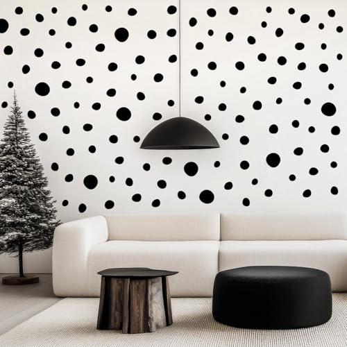 TaoBary 15 Sheet 300 Pcs Irregular Polka Dot Boho Wall Decals,Black | Removable Modern Vinyl Boho Wall Stickers Terrazzo Pattern for Playroom Bedroom - color: Black