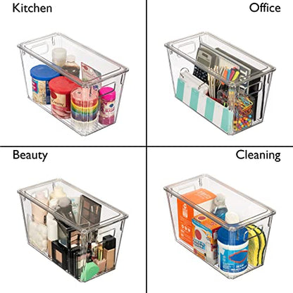 ClearSpace Plastic Storage Bins with Lids for Pantry & Fridge, 8 Pack | Modern plastic storage bins with lids for pantry and refrigerator organization, 9L capacity, transparent rectangular shape - size: 8 Pack