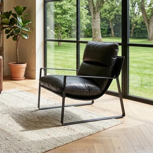 Set of 2 Accent Chairs, PU Leather Living Room Chair, Black | Comfy Armchairs, Upholstered Lounge Armchair, Removable Seat Cushion, Black Metal Frame, For Reading Room, Bedroom, Balcony - color: Black-black Legs, size: 2PCS