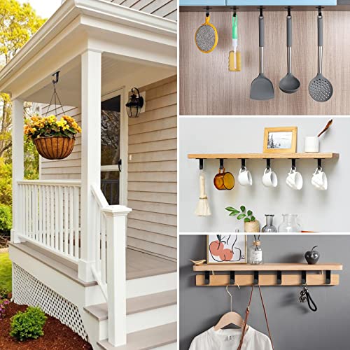 NearMoon Stainless Steel Screw Mounted Ceiling Hooks, Under-Shelf Towel/Robe Clothes Hook Heavy Duty Coat Hanger for Bathroom Kitchen Cabinet Garage, 10 Pack (Matte Black) - color: Matte Black