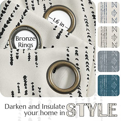 jinchan Boho Blackout Curtains 63 Inch Length for Bedroom Living Room | Black on Beige Geometric Grommet Curtains Room Darkening Thermal Insulated Window Treatments 2 Panels - color: Boho | Black on Beige, size: 52"W x 63"L (Pack of 2)