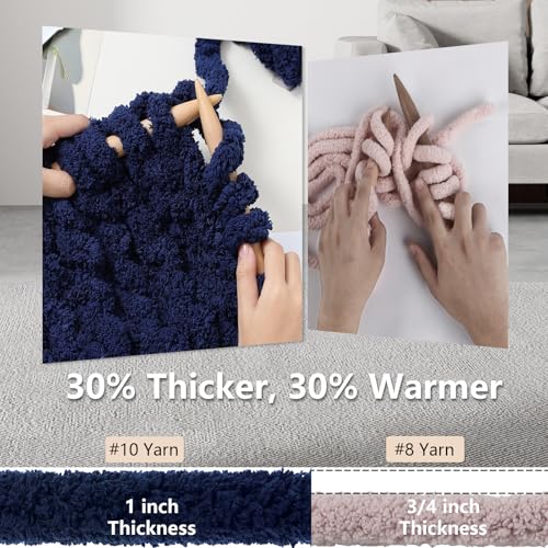 Cozyful Chunky Yarn for Hand Knitting - #10 Chunky Chenille Yarn, Jumbo Big Thick Chunky Yarns for Crocheting, Super Bulky Chunky Knit Blanket Yarns, 8 Skein (22yd, 8oz/Skein), Country & Navy - color: Country Blue & Navy