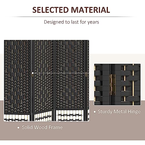 HOMCOM 6 Panel Room Divider, Folding Privacy Screen, 5.6', Black | Room Separator, Wave Fiber Freestanding Partition Wall Divider - color: Black, size: 6 Panel