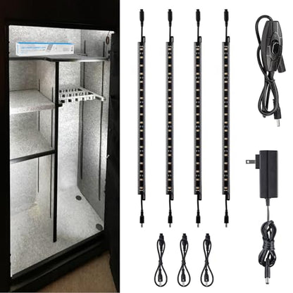 TORCHSTAR 4pcs 12 Inch LED Safe Lighting Kit, Rocker Switch, 5000K | UL Power Adapter, Input 100-240V, Linkable Gun Safe Light Bars, 600LM, for Under Cabinet Locker Closet Showcase, Daylight - color: Daylight (5000k)