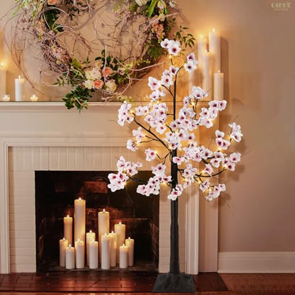 4FT Cherry Blossom Tree, 48 Fairy Lights Artificial Lighted Tree for Home Inside Outdoor Spring Wedding Party Festival Decor, Warm White - size: 4FT
