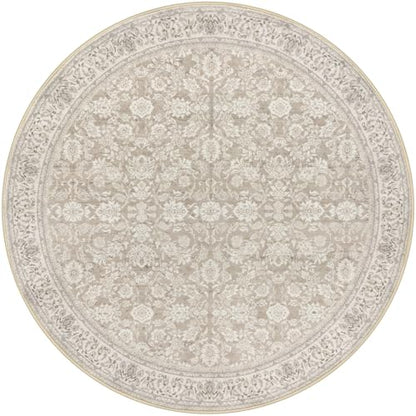 SIILOOM Washable 6ft Circle Round Rug, 6x6 Non-Slip Soft Circular Area Rugs | Cream/Beige/Yellow/White Spill & Stain Resistant Carpet for Living Room Dining RoomUnder Table - color: Cream/Beige/Yellow/White/Grey, size: 6' (Round)