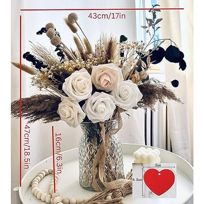 100pcs Artificial Flowers Arrangement With Vase, Dining Table Centerpiece | Dried Pampas Grass Floral Centerpieces Decorations, Fake Flowers in Vase, Coffee Table Decor, Centro de Mesa - size: pampas bouquet in vase