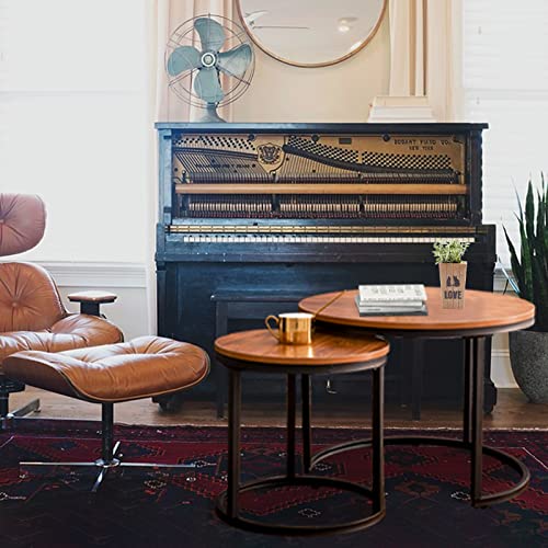 Nesting Coffee Table Rustic Brown 2 Sets for Small Place Engineered Wood Sofa End Side Table for Living Room Cabin Bed Room Dining Room - color: Rustic Brown