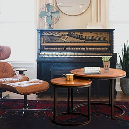 Nesting Coffee Table Rustic Brown 2 Sets for Small Place Engineered Wood Sofa End Side Table for Living Room Cabin Bed Room Dining Room - color: Rustic Brown