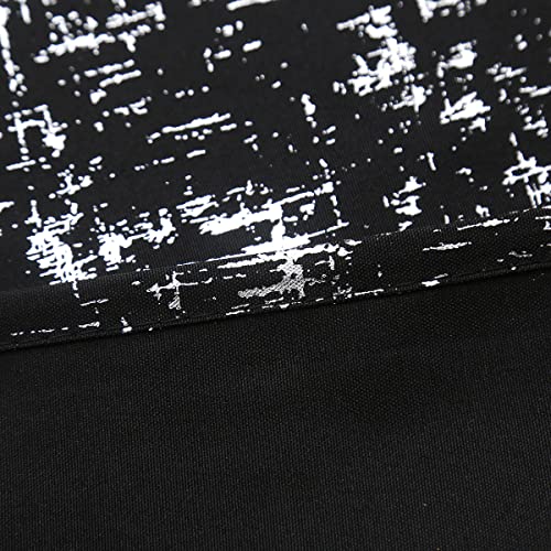 Taisier Home Silver Foil Print Linen Textured Curtains Geometric Dots Pattern Design Curtains for Nursery Toy Room Thermal Insulated Window Treatment 2 Panels 54" L,Black and Silver Drapes Print - color: Black/Silver, size: 52"W x 54"L (Pack of 2)