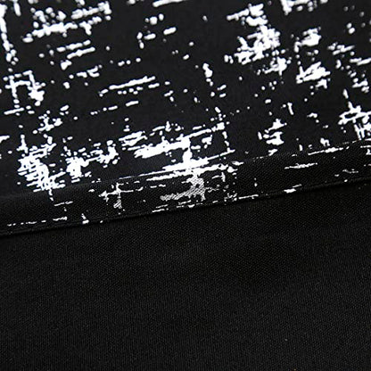 Taisier Home Silver Foil Print Linen Textured Curtains Geometric Dots Pattern Design Curtains for Nursery Toy Room Thermal Insulated Window Treatment 2 Panels 54" L,Black and Silver Drapes Print - color: Black/Silver, size: 52"W x 54"L (Pack of 2)