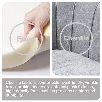 Chifee & Vingol Upholstered Small Loveseat for Small Space with Golden Legs,Light Grey - color: Chenille-light Grey