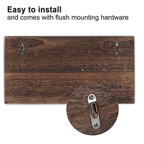 Lwenki Mail Organizer for Wall Mount – Key Holder with Shelf Includes Letter Holder and Hooks for Coats, Dog Leashes – Rustic Wood with Flush Mounting Hardware (16.5” x 8.7” x 3.5”) - color: Brown