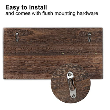 Lwenki Mail Organizer for Wall Mount – Key Holder with Shelf Includes Letter Holder and Hooks for Coats, Dog Leashes – Rustic Wood with Flush Mounting Hardware (16.5” x 8.7” x 3.5”) - color: Brown