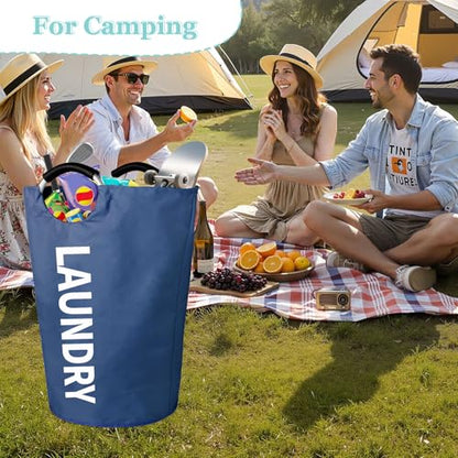 WOOHA 125L Large laundry basket,Collapsible laundry hamper, Tall Clothes Baskets Folding Washing Bin Foldable Fabric Hamper Bags for Bedroom, Closet,Bathroom,College,laundry bag,navy blue - color: Navy blue, size: 125L-XXXL