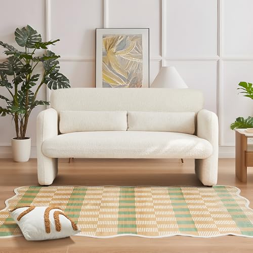 59" W Upgrade Lambswool Fabric Loveseat Sofa, Modern Love seat Couch, Upgrade Lambswool Fabric,Solid and Easy to Install, Upholstered 2-Seater Couch for Bedroom, Apartment, Living Room,Beige - color: Beige, size: 30.31"D x 59.08"W x 31.5"H